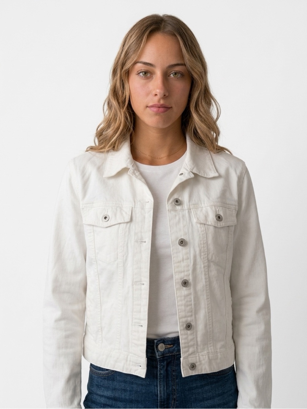 GAP White Women's Denim Trucker Jacket